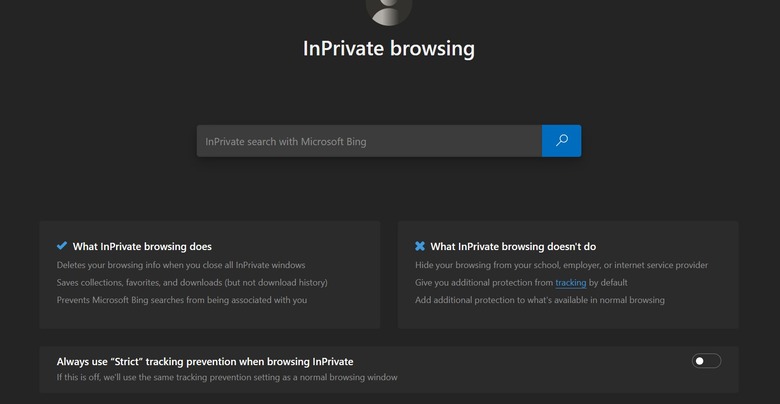 InPrivate mode Edge